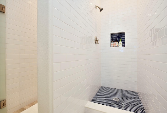 full bath with a shower stall