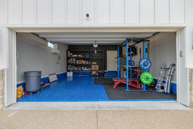 garage featuring an AC wall unit