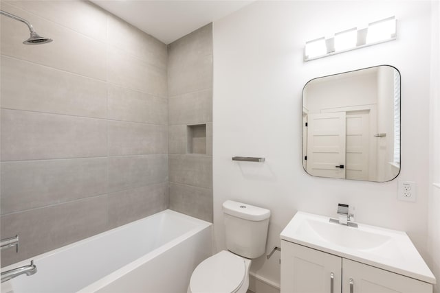 full bathroom featuring toilet, vanity, and shower / tub combination