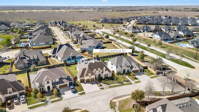 aerial view with a residential view