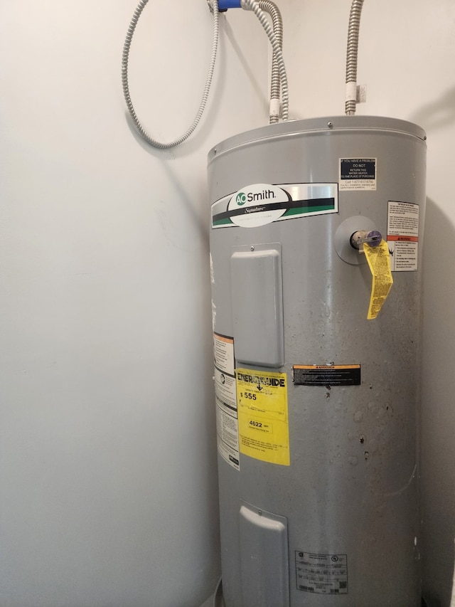 utility room featuring water heater