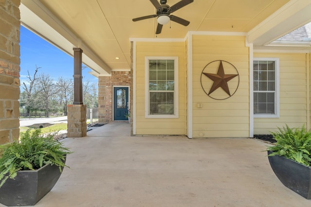 view of patio / terrace with ceiling fan