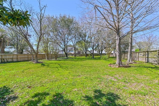 view of yard featuring a fenced backyard