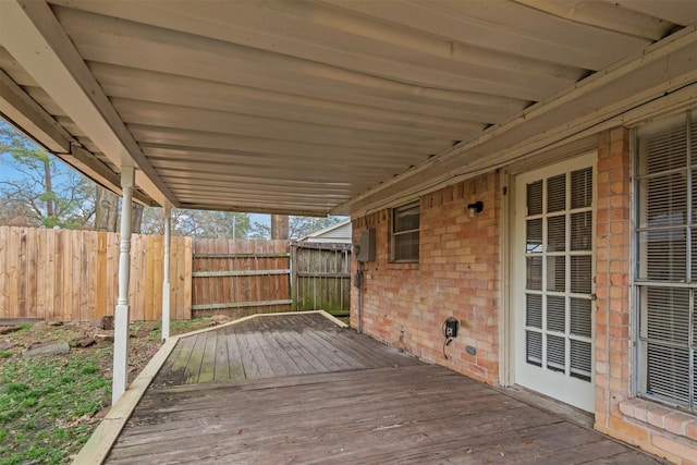 wooden deck featuring fence