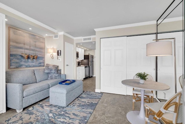 5220 Seawall Blvd Unit 537A, Galveston, TX 77551 - living area with crown molding and recessed lighting