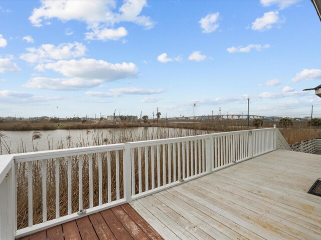 deck with a water view