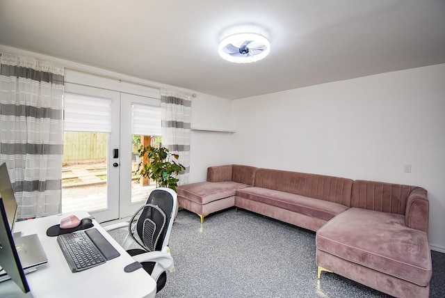 home office with french doors