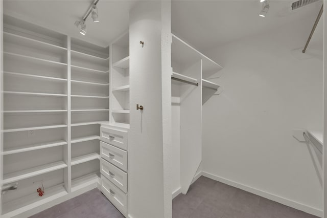 view of walk in closet