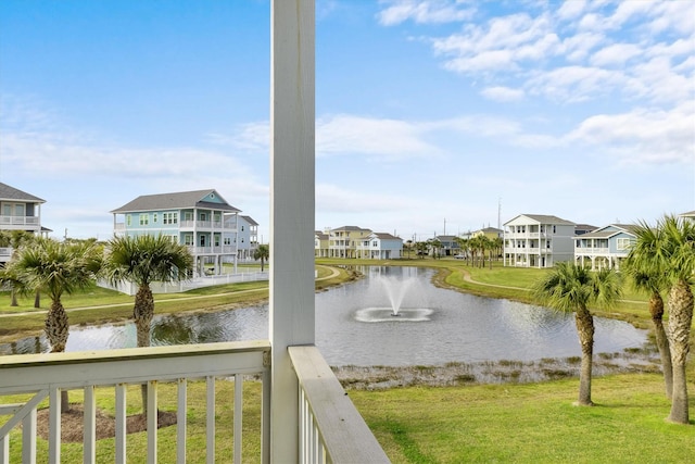 view of water feature with a residential view