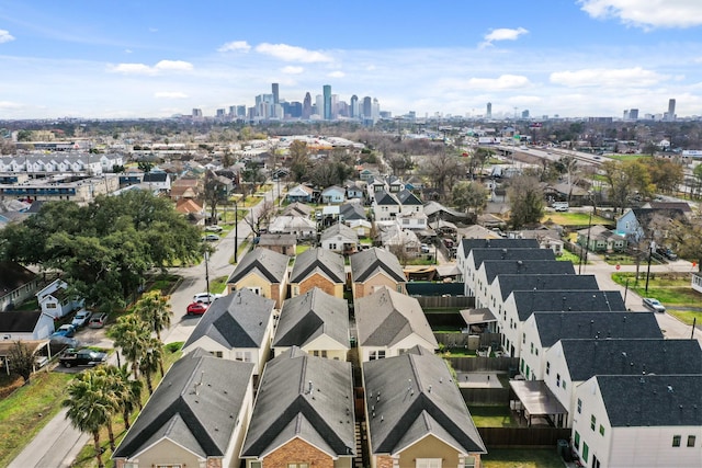 bird's eye view with a city view