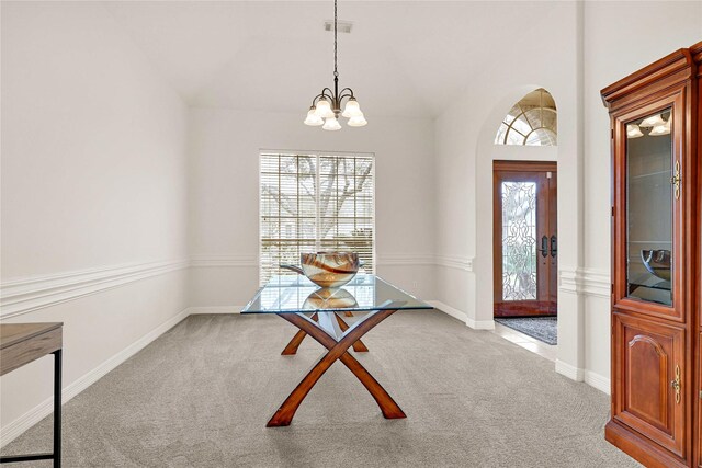 7419 Place Vendome, Spring, TX 77379 - carpeted foyer with a chandelier, healthy amount of natural light, baseboards, and lofted ceiling