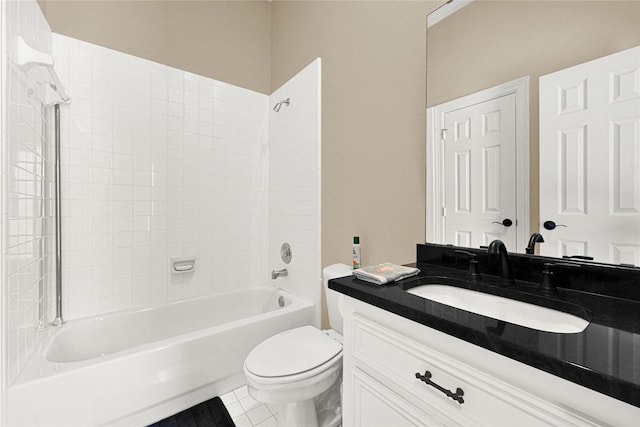 7419 Place Vendome, Spring, TX 77379 - bathroom featuring vanity, toilet, and bathtub / shower combination