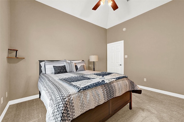7419 Place Vendome, Spring, TX 77379 - carpeted bedroom featuring baseboards, ceiling fan, and a towering ceiling
