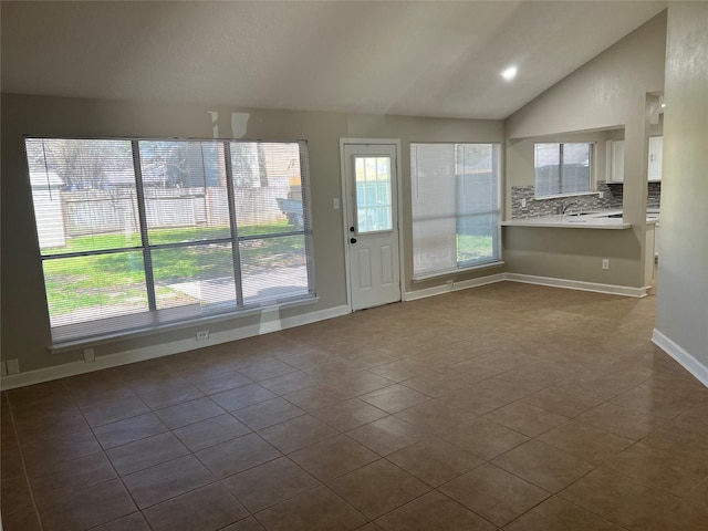 interior space with vaulted ceiling