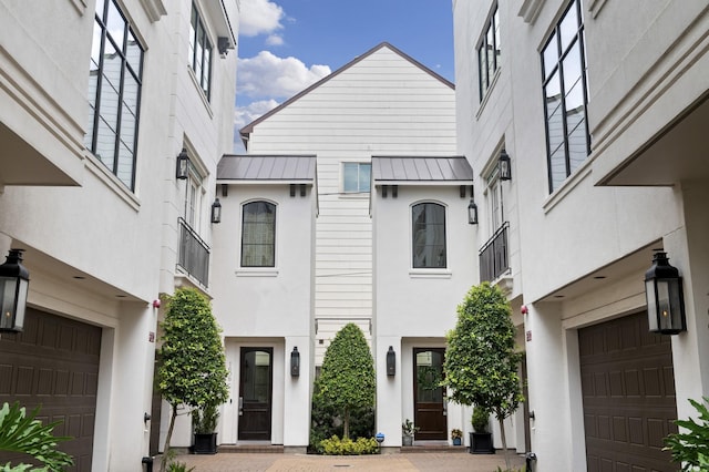 exterior space featuring a garage