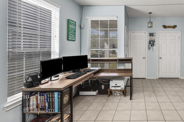 office space featuring light tile patterned flooring