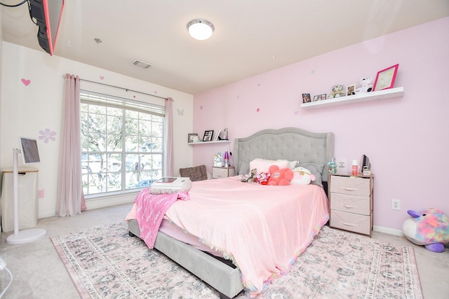 bedroom with carpet and visible vents