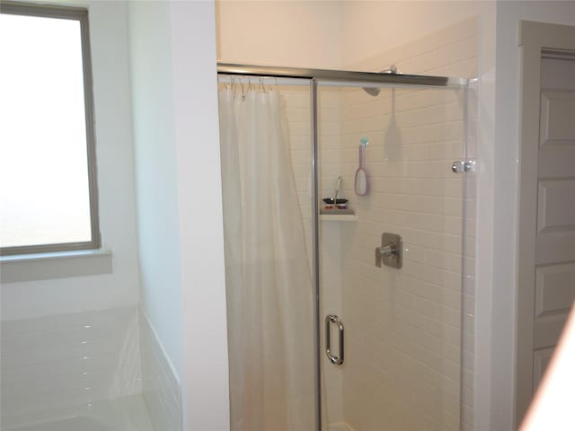 bathroom with a shower stall