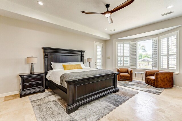 18752 Palm Beach Blvd, Montgomery, TX 77356 - bedroom with baseboards, recessed lighting, and a ceiling fan