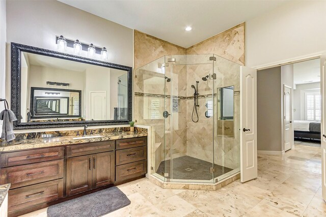 18752 Palm Beach Blvd, Montgomery, TX 77356 - full bathroom featuring a shower stall, vanity, ensuite bath, and baseboards