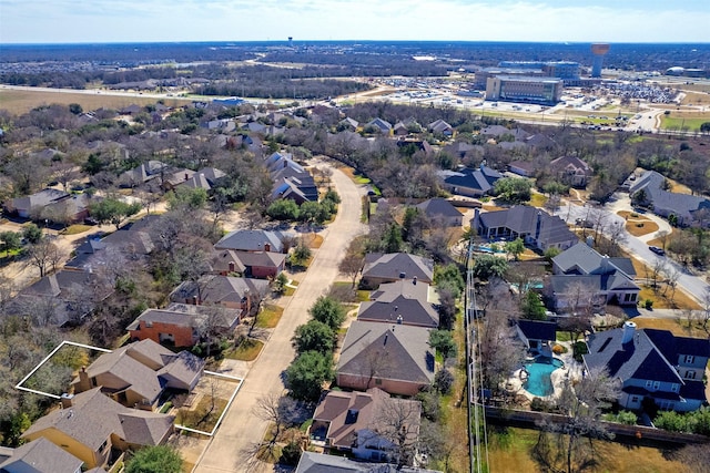 aerial view with a residential view