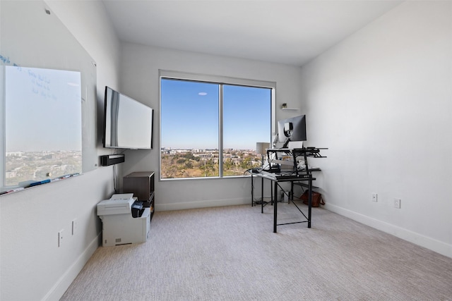 misc room with baseboards and carpet flooring