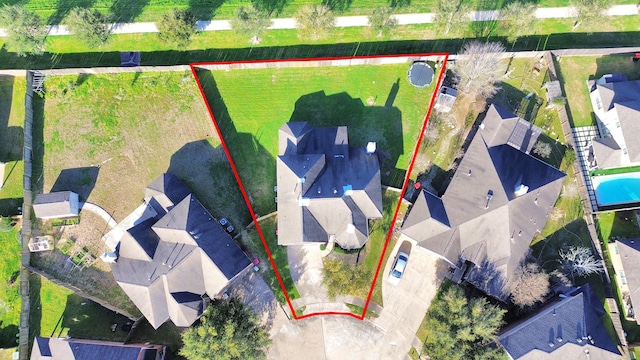 drone / aerial view with a residential view