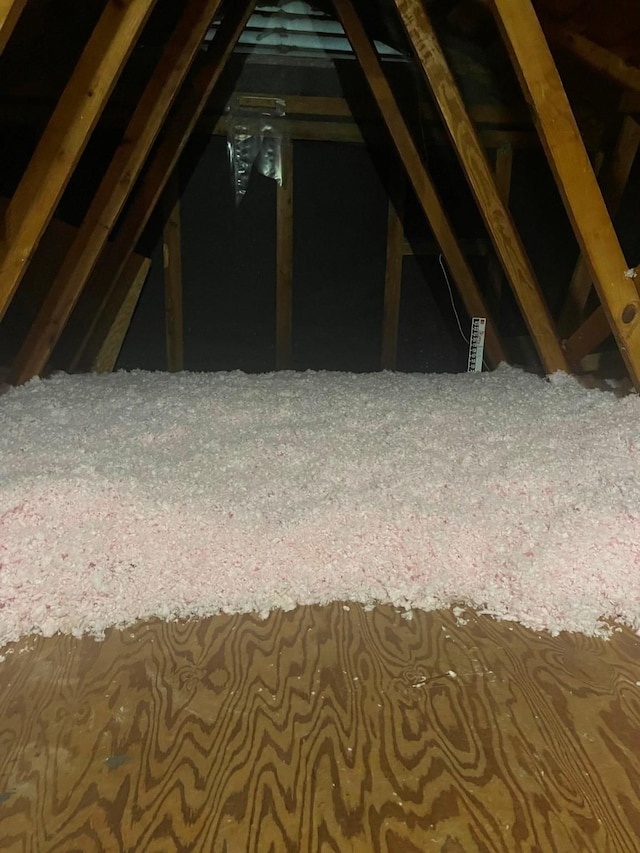 view of unfinished attic