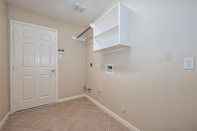 laundry room with visible vents, gas dryer hookup, washer hookup, laundry area, and hookup for an electric dryer