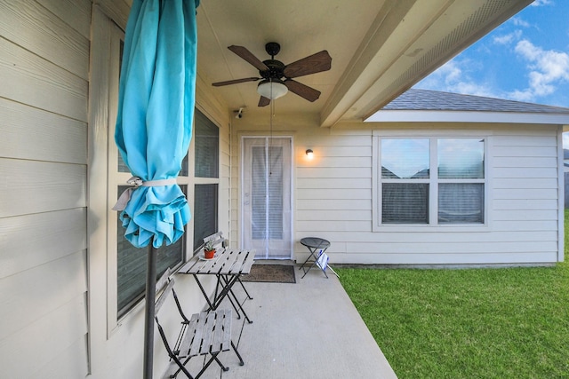 view of patio / terrace with ceiling fan