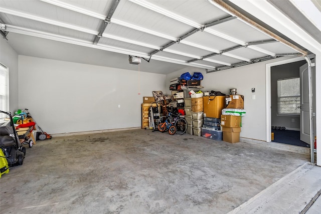 garage with a garage door opener