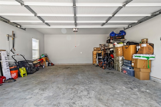 garage with a garage door opener