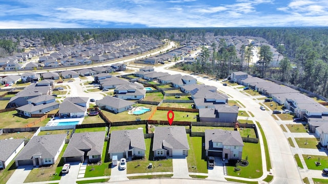 bird's eye view with a residential view