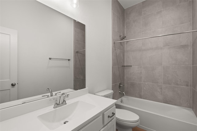 full bathroom featuring vanity, toilet, and shower / bathtub combination