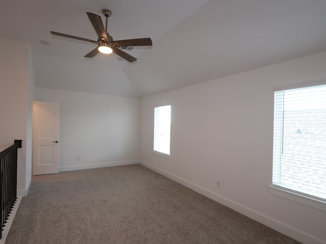 8035 Kay Harbor Dr, Cypress, TX 77433 - spare room featuring ceiling fan, carpet floors, and lofted ceiling