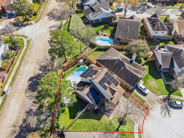 birds eye view of property featuring a residential view