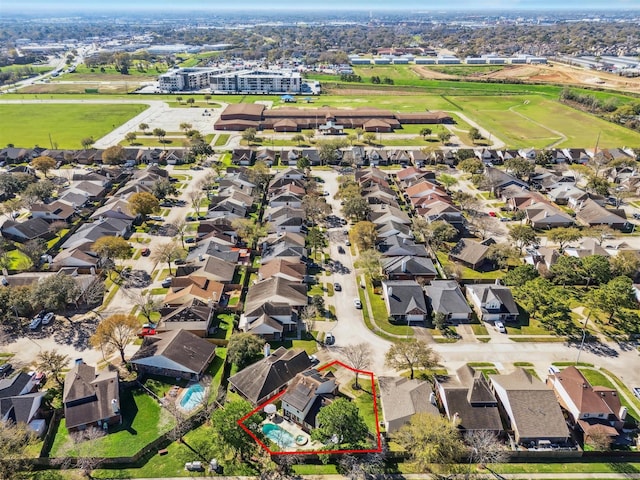 bird's eye view with a residential view