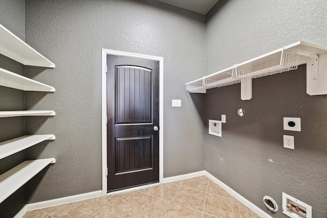 laundry room with electric dryer hookup, baseboards, hookup for a washing machine, and laundry area