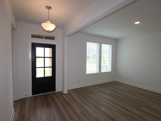 8518 Pier Cove Dr, Cypress, TX 77433 - foyer featuring dark wood-style floors and recessed lighting