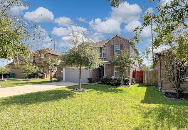 4918 Seaside Sparrow Ln, Baytown, TX 77521 - view of front of home featuring a front lawn, fence, brick siding, and driveway
