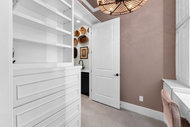 interior space with a notable chandelier