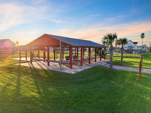 view of community with a gazebo and a yard