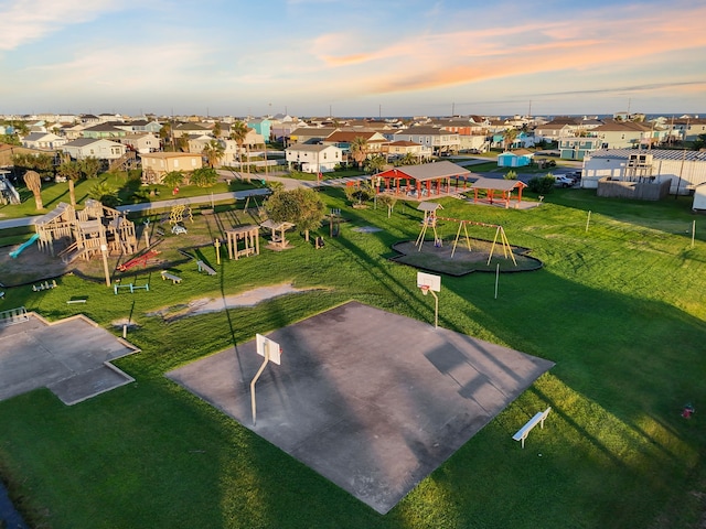 drone / aerial view with a residential view