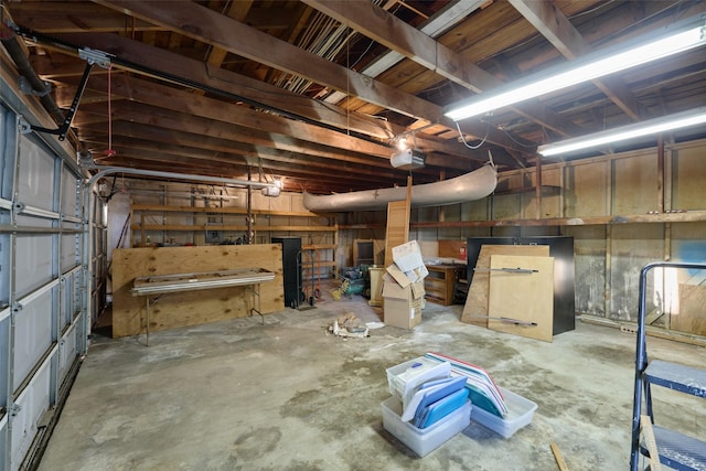 basement with a garage