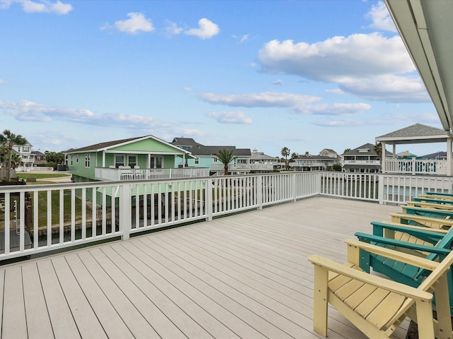 deck with a residential view