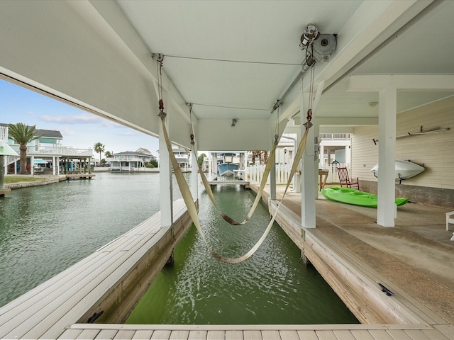 view of dock featuring a water view