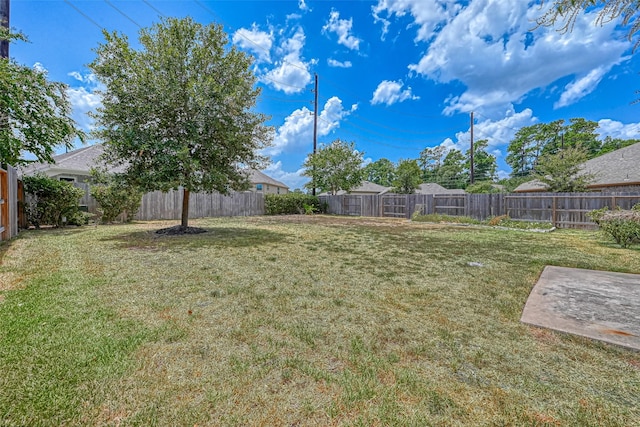 view of yard featuring a fenced backyard