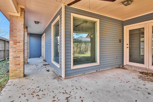 view of patio featuring a porch