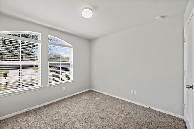 empty room featuring baseboards and carpet floors