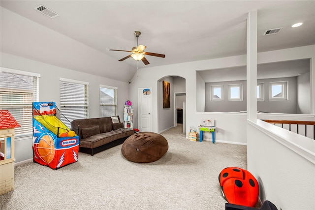 playroom featuring visible vents, baseboards, and carpet